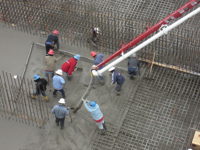 S.T.A.R. crew placing concrete on a mat foundation pour